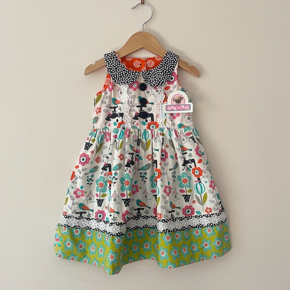 Jelly The Pug Other - JELLY THE PUG NWT Whimsical Mixed Prints Cottagecore Peter Pan Collar Dress